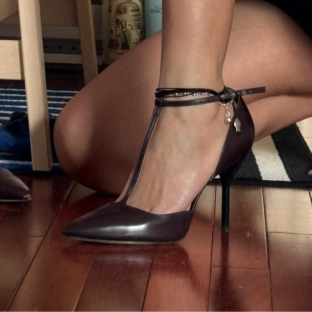 Elegant Burgundy Stiletto Heels with Ankle Strap
